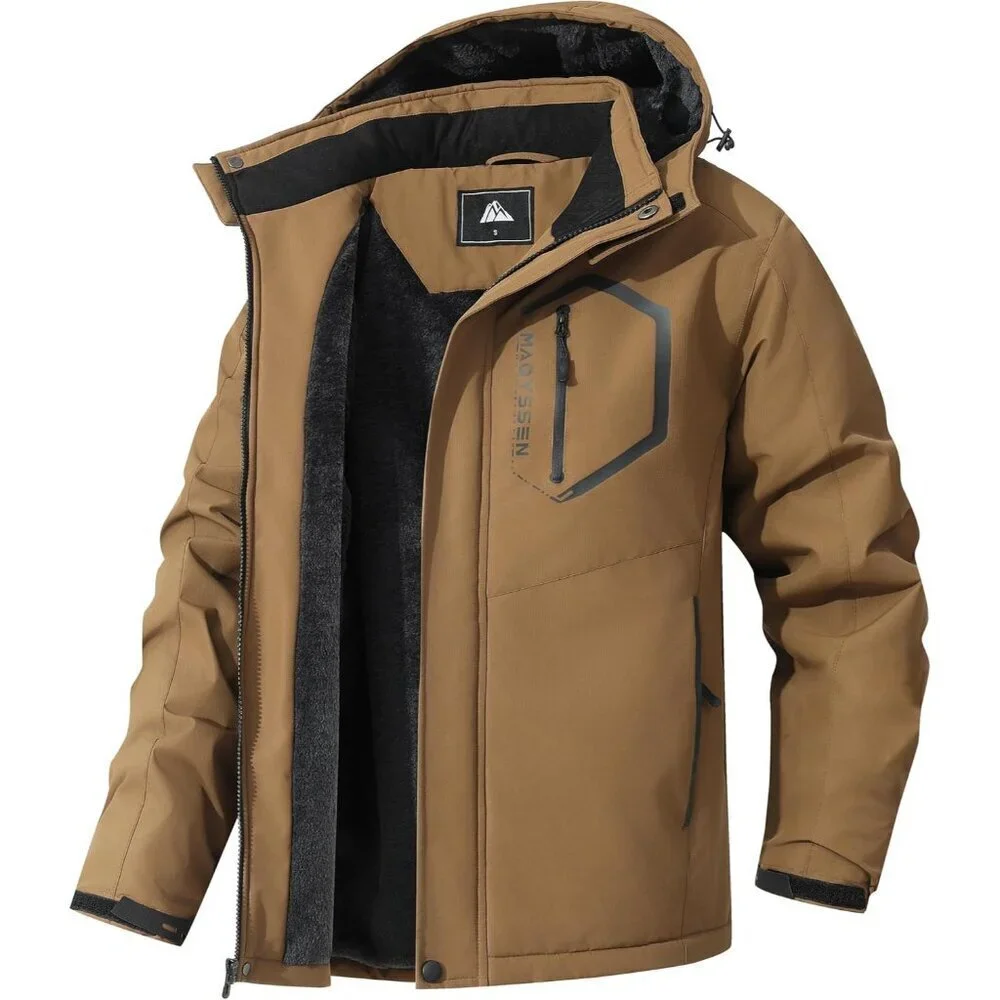 Men's Mountain Ski Jacket Winter Snow Coats Waterproof Warm Fleece Lining Jacket